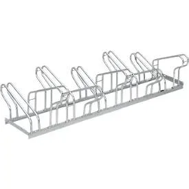 Bügelparker, 2-seitig, für Reifen bis B 55 mm, B 1750 x T 3200 x H 500 mm, Stahl feuerverzinkt, 10 Einstellplätze, montiert