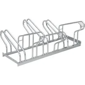 Bügelparker, 2-seitig, für Reifen bis B 55 mm, B 1050 x T 3200 x H 500 mm, Stahl feuerverzinkt, 6 Einstellplätze, montiert