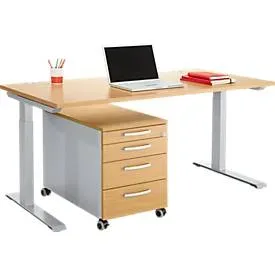 Büromöbelset 2-tlg. MODENA FLEX, höhenverstellbar, Breite 1600 mm