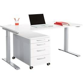 Büromöbelset 2-tlg. MODENA FLEX, höhenverstellbar, Breite 1600 mm