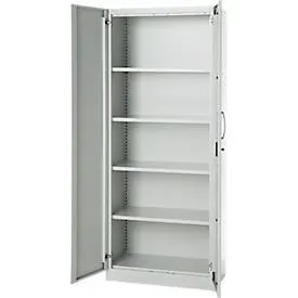 Büroschrank, 5 OH, abschliessbar, mit aufliegenden Türen, B 800 mm, Lichtgrau