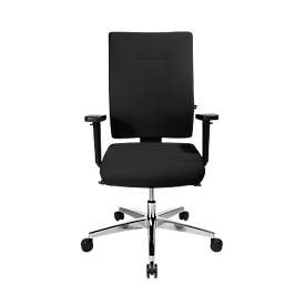 Bürostuhl PROFI STAR 15 high, mit Armlehnen, Synchronmechanik, Flachsitz, für grosse Menschen, schwarz/alusilber