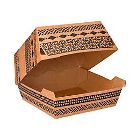 Burgerbox Papstar Maori, Einweg, Klappdeckel, L 148 x B 132 x H 59 mm, zu 100 % biologisch abbaubar & aus FSC®-zertifizierter Pappe, braun, 320 Stück