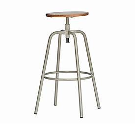 Barhocker PARIS, höhenverstellbar, Rundrohrfuss-Gestell, Ø 390 x T 390 x H 700-800 mm, taupe/taupe