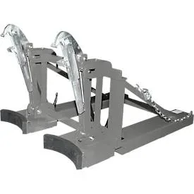 Bauer Fasslifter RS-II/D 91, für Stapler, 2 x 110 bis 200-l-Deckelfässer, L 1285 x B 940 x H 810 mm, bis 1600 kg, Stahl, Mausgrau
