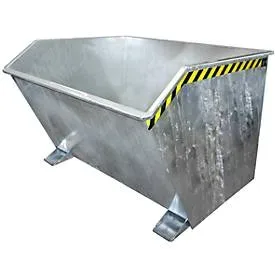 Bauer Kippbehälter GU-E 2000, mit Siebblech & Ablasshahn, öl-/wasserdicht, staplertauglich, B 1680 x T 1640 x H 1090 mm, feuerverzinkt