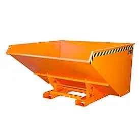 Bauer Kippbehälter EXPO-E 2100, mit Rollen, Deichsel & Ablasshahn, öl-/wasserdicht, abrollend, B 1870 x T 1720 x H 1095 mm, gelborange RAL 2000