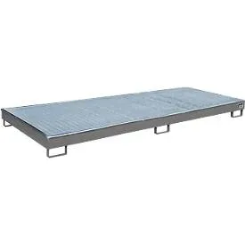 Bauer Regalwanne RW-GR 3300-1 PE, mit Gitterrost und PE-Einsatz, B 3262 x T 1312 x H 195 mm, bis 240 l, Stahl lackiert, mausgrau