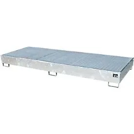Bauer Regalwanne RW-GR 3300-2 PE, mit Gitterrost und PE-Einsatz, B 3262 x T 1312 x H 267 mm, bis 540 l, Stahl feuerverzinkt