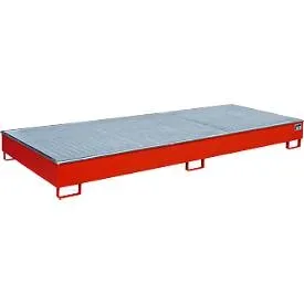 Bauer Regalwanne RW-GR 3300-2 PE, mit Gitterrost und PE-Einsatz, B 3262 x T 1312 x H 267 mm, bis 540 l, Stahl lackiert, feuerrot