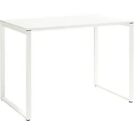 Besprechungsstehtisch Squart, bis 6 Personen, Rechteck, Bügelfuss, B 1800 x T 900 x H 1120 mm, weiss/weiss