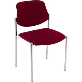 Besucherstuhl Styl, ohne Armlehnen, Stoff bordeaux, Gestell verchromt, stapelbar bis zu 6 Stück