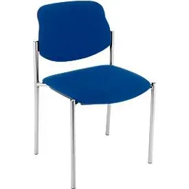 Besucherstuhl Styl, ohne Armlehnen, Stoff blau, Gestell verchromt, stapelbar bis zu 6 Stück