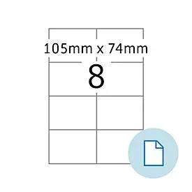 Blattetiketten HERMA 8408, permanenthaftend, bedruckbar, B 105 x H 74 mm, Papier, weiss, 4000 Stück/500 Blatt