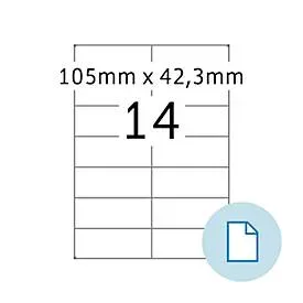 Blattetiketten HERMA 8414, permanenthaftend, bedruckbar, B 105 x H 42,3 mm, Papier, weiss, 7000 Stück/500 Blatt