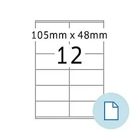 Blattetiketten HERMA 8419, permanenthaftend, bedruckbar, B 105 x H 48 mm, Papier, weiss, 6000 Stück/500 Blatt