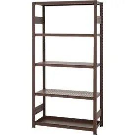 Blumen-/Allround-Steckregal ORDO Flex, multifunktional, 4 Fachböden mit Lochung, Wannenboden, Feldlast 1200 kg, B 1060 x T 435 x H 2000 mm, pulverbeschichtet, rostfarben/braun