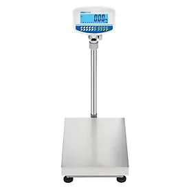 Boden-Kontrollwaage ae ADAM GFK-Plus 150, ungeeicht, Ablesbarkeit 10 g/Wägebereich bis 150 kg, RS-232, Netz- und Akkubetrieb, Plattform B 400 x T 500 mm