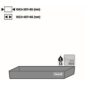 Bodenauffangwanne STAWA-R für asecos Sicherheitsschränke der Q30, Q90 und S90 Serie, Stahlblech, lichtgrau, B 1042 x T 507 x H 86 mm, 33 l