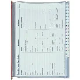 BOI 2-Deckel-Planettentasche, Messingaufhängung, DIN A4, Formularklemmleiste & Gewebestreifenverstärkung, grau/rot, 10 Stück