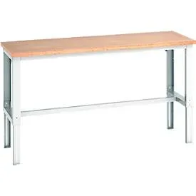 Bott Arbeitstisch cubio, manuell höhenverstellbar, Buche-Multiplexplatte, B 2000 x T 750 x H 740-1140 mm, bis 600 kg, lichtgrau RAL 7035