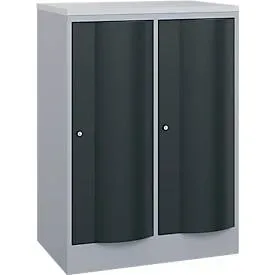 C+P Garderobenschrank Resisto, 2 Abteile, 2 Fächer, B 772 x T 540 x H 1077 mm, Weissalu/Anthrazitgrau