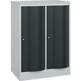 C+P Garderobenschrank Resisto, 2 Abteile, 2 Fächer, B 772 x T 540 x H 1077 mm, Lichtgrau/Anthrazitgrau
