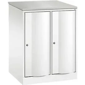 C+P Garderobenschrank Resisto, 2 Abteile, 2 Fächer, B 772 x T 640 x H 1077 mm, Verkehrsweiss