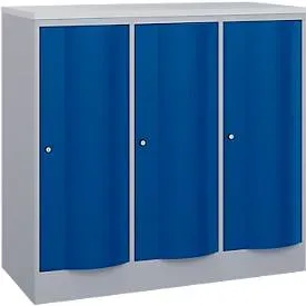C+P Garderobenschrank Resisto, 3 Abteile, 3 Fächer, B 1148 x T 540 x H 1077 mm, Weissalu/Enzianblau