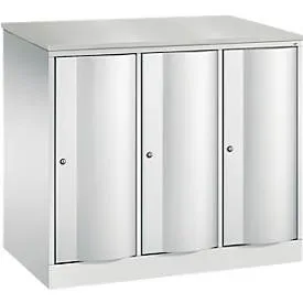 C+P Garderobenschrank Resisto, 3 Abteile, 3 Fächer, B 1148 x T 640 x H 1077 mm, Lichtgrau