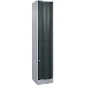 C+P Garderobenspind Resisto, 1 Abteil, 2 Fächer, B 396 x T 540 x H 1950 mm, Weissalu/Anthrazitgrau