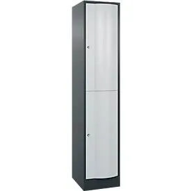 C+P Garderobenspind Resisto, 1 Abteil, 2 Fächer, B 396 x T 540 x H 1950 mm, Anthrazitgrau/Lichtgrau