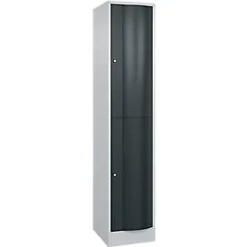 C+P Garderobenspind Resisto, 1 Abteil, 2 Fächer, B 396 x T 540 x H 1950 mm, Lichtgrau/Anthrazitgrau