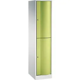 C+P Garderobenspind Resisto, 1 Abteil, 2 Fächer, B 396 x T 540 x H 1950 mm, Lichtgrau/Lichtblau