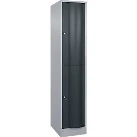 C+P Garderobenspind Resisto, 1 Abteil, 2 Fächer, B 396 x T 640 x H 1950 mm, Weissalu/Anthrazitgrau