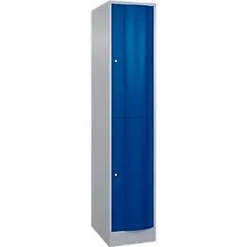 C+P Garderobenspind Resisto, 1 Abteil, 2 Fächer, B 396 x T 640 x H 1950 mm, Weissalu/Enzianblau