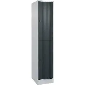 C+P Garderobenspind Resisto, 1 Abteil, 2 Fächer, B 396 x T 640 x H 1950 mm, Lichtgrau/Anthrazitgrau