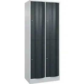 C+P Garderobenspind Resisto, 2 Abteile, 4 Fächer, B 772 x T 540 x H 1950 mm, Lichtgrau/Anthrazitgrau