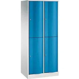 C+P Garderobenspind Resisto, 2 Abteile, 4 Fächer, B 772 x T 540 x H 1950 mm, Lichtgrau/Rubinrot