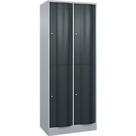 C+P Garderobenspind Resisto, 2 Abteile, 4 Fächer, B 772 x T 540 x H 1950 mm, Weissalu/Anthrazitgrau