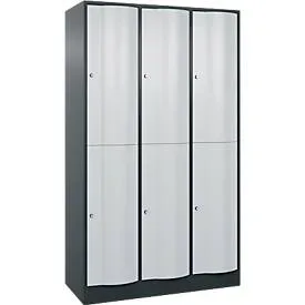 C+P Garderobenspind Resisto, 3 Abteile, 6 Fächer, B 1148 x T 540 x H 1950 mm, Anthrazitgrau/Lichtgrau