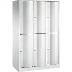 C+P Garderobenspind Resisto, 3 Abteile, 6 Fächer, B 1148 x T 540 x H 1950 mm, Lichtgrau/Clowngrün
