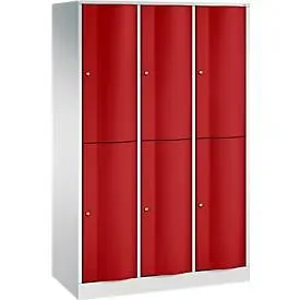 C+P Garderobenspind Resisto, 3 Abteile, 6 Fächer, B 1148 x T 540 x H 1950 mm, Lichtgrau/Enzianblau