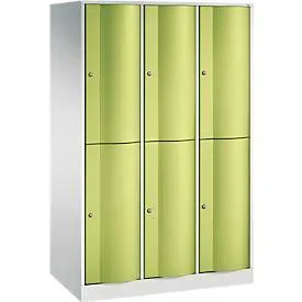 C+P Garderobenspind Resisto, 3 Abteile, 6 Fächer, B 1148 x T 640 x H 1950 mm, Lichtgrau/Enzianblau