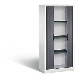 C + P Rollladenschrank Omnispace, 4 OH, abschliessbar, B 800 x T 420 x H 1660 mm, Stahl/Kunststoff, lichtgrau/schwarzgrau