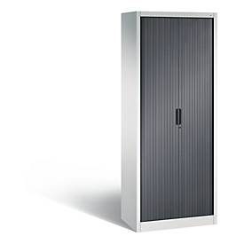 C + P Rollladenschrank Omnispace, 5 OH, abschliessbar, B 800 x T 420 x H 1980 mm, Stahl/Kunststoff, lichtgrau/schwarzgrau