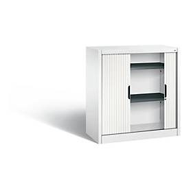 C + P Rollladenschrank Omnispace, 2 OH, abschliessbar, B 1000 x T 420 x H 1030 mm, Stahl/Kunststoff, verkehrsweiss