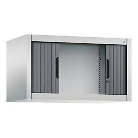 C + P Rollladenschrank Omnispace, abschliessbar, B 800 x T 420 x H 450 mm, Stahl/Kunststoff, lichtgrau/schwarzgrau