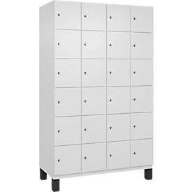 C+P Schliessfachschrank Cambio, 4 Abteile, 24 Fächer, auf Füssen, B 1200 x T 525 x H 1980 mm, verkehrsweiss