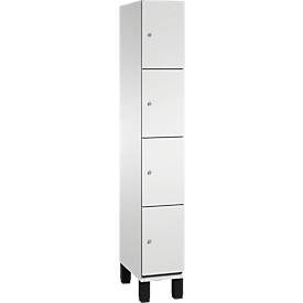 C+P Schliessfachschrank Cambio, 1 Abteil, 4 Fächer, auf Füssen, B 300 x T 525 x H 1980 mm, lichtgrau